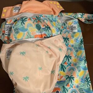 Bundle of Three Pocket Diapers with Matching Wet Bag